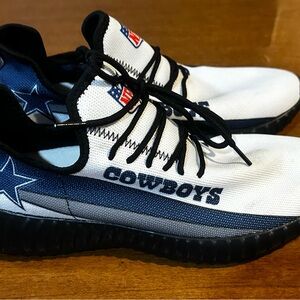 Blue and White Sneakers with Cushioned Sole and Breathable Design